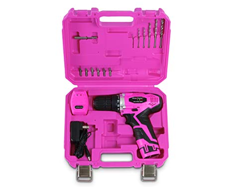 Pink Power PP121LI 12V Cordless Drill & Driver Tool Kit for Women- Tool Case, Lithium Ion Electric Drill, Drill Set, Battery & Charger (Certified Refurbished)