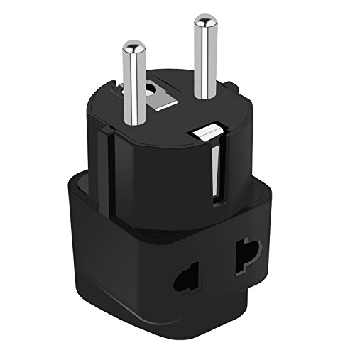 European adapter,UROPHYLLA Travel Adapter 3 Pack European Power Adapter Schuko Plug Adapter,Universal Plug Adapter for Germany,France,Denmark,Iceland,Netherlands,Finland,Russia,Greece,Sweden,Spain etc