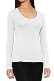 CordiU Apparel Basic Plain Scoop Neck Long Sleeve Stretch Knit T-Shirt Top Tee