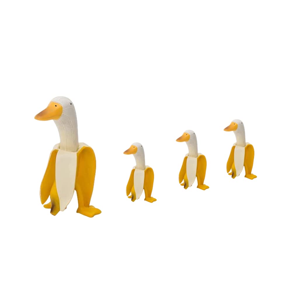 CURTEK 4 Pcs Banana Duck Garden Decor Statues Personalized Duck Sculpture Ornaments Creative Resin Banana Duck Garden Art,for Home Garden Lawn Patio Office Outdoor Decor (Yellow) (XJNGBL4YZ)