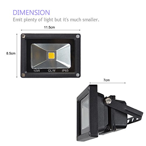 GLW 12V-24V AC or DC LED Flood Light,10W Mini IP65 Waterproof Outdoor Light,900LM,6000K,Daylight White Security Light,80W Halogen Bulb Equivalent