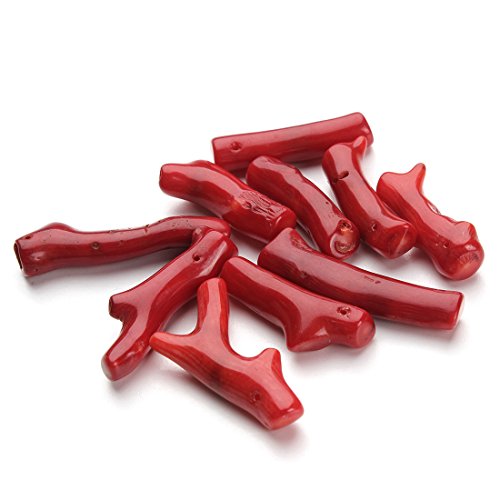 Linsoir Beads Small Stick Coral Beads Red Branch Coral Beads Baroque Coral Pendants 2-4CM Pack of 5 - Thumbnail 4