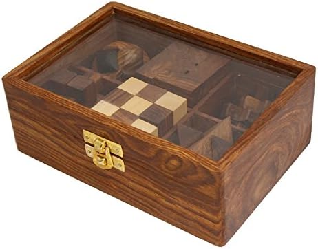 Indian Glance 6 in 1 Brain Teasers 3D Puzzle for Kids | Adults | Teens | Boys | Girls | Fun- 6 in 1 Wooden Puzzle 3D Games Set Christmas Gifts