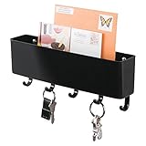 mDesign Mail, Letter Holder, Key Rack Organizer for Entryway, Kitchen - Wall Mount, Black (Office Product)