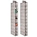 mDesign Set of 2 Hanging Shoe Rack - Ideal Wardrobe Storage Solutions - Hanging Shoe Storage with 10 Compartments - Linen