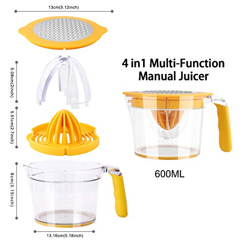 Drizom Citrus Lemon Orange Juicer Manual Hand Squeezer, Fruit Juicer Lime Press with Builtin