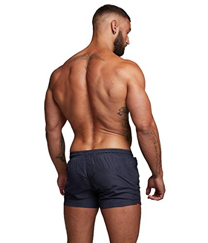 TONLEN Mens Swimwear Sports Shorts Swim Trunks with Zipper Pockets Dark Blue XL