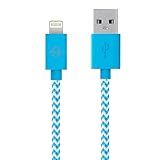 Go Beyond(TM) 10 Feet 8 Pin Fabric Braided Nylon Premium Durable iPhone 5/6 Data Sync / Charging Cable for iPhone 6/6 Plus, iPhone 5/5S/5C , iPad Mini, iPod Touch 5th Generation (Blue Nylon. Compatible with NEW iOS)