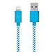 Go Beyond(TM) 10 Feet 8 Pin Fabric Braided Nylon Premium Durable iPhone 5/6 Data Sync / Charging Cable for iPhone 6/6 Plus, iPhone 5/5S/5C , iPad Mini, iPod Touch 5th Generation (Blue Nylon. Compatible with NEW iOS)