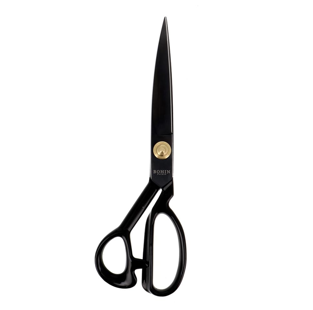 BOHIN France - BOHIN France High-Carbon Steel Black (28cm) Professional Tailoring Scissor with Rubber Coated Handle - 1 Piece