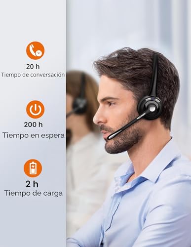 TECKNET Bluetooth & USB Dongle, Wireless Headphones with Noise Cancelling Mic, Mute for Trucker/Mobile Phone/PC/Call Center/Skype