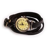 Simple Leather Vintage Female Quartz Watch Wristwatch Black