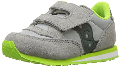 Saucony Boys' Baby Jazz HL Sneaker, Grey/Dark Green, 5.5 Medium US Toddler
