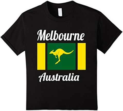 Kids Melbourne Australia Kangaroo Flag Australian Animal T-Shirt 12 Black