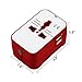 All in One International Universal Travel Adapter,Dual USB Charging Ports Converter for USA EU UK AUS European Compatible with Mobile Phone,Power Bank,Tablet,Laptop and Earphone. (Red)
