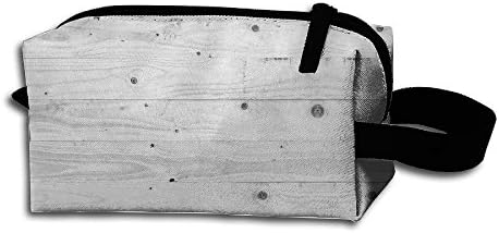 Cosmetic Bag,Grunge White Wood And Rustic Wood Printed Cosmetic Portable Bag Multi-Functional Oxford Pouch Zipper Bag For Women Girl