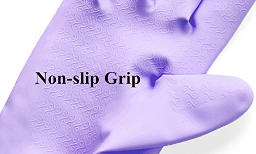 Rubber Gloves Latex Kitchen Cleaning Gloves Household Waterproof Dishwashing Reusable (3 Pairs Medium & 3 Pairs Large)