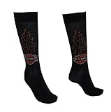 Pair of Mens Black And Orange Harley Davidson Logo Flame Socks