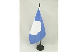 Antarctic Table Flag 5'' x 8'' - Antarctic continent Desk Flag 21 x 14 cm - Black plastic stick and base - Drapeau Antartique
