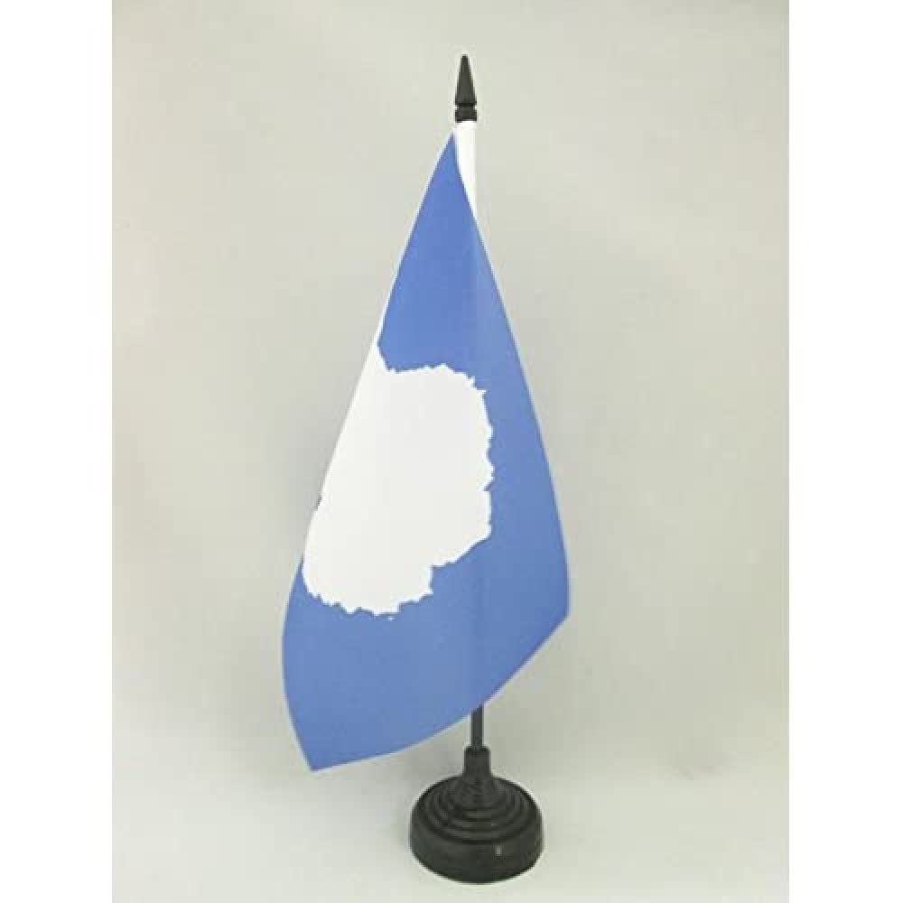 AZ FLAG Antarctic Table Flag 5'' x 8'' - Antarctic Office Decoration 100% Polyester 21 x 14 cm - Mini Desk Flag with Pole and Black Plastic Base