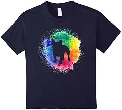 Kids French Bulldog Paint Splatter T-Shirt Dog Inspired Apparel 12 Navy