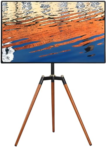 Fydeamer Floor TV Stand for 32-65 inches Screen, Height Adjustable Studio Tripod Easel TV Display Stand with 140° Swivel for Bedroom, Living Room, Corner TV Stand, Black