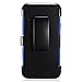 Tempered Glass+2Layer Rugged Case Cover w/Holster Belt Clip for Coolpad Catalyst 3622a Phone (Black on Blue)