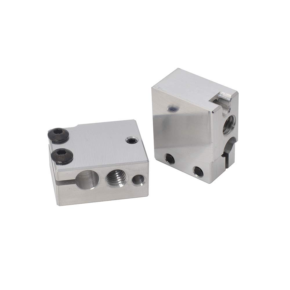 2-Pack Aluminum Upgrade Heater Block Compatible with Volcano Hotend PT100 Cartridge Sensor DDB Extruder 3D Printer (Aluminum)