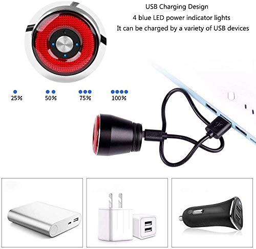 XIAOKOA Smart Bike Tail Light, Bicycle Lights with USB Rechargeable Bike Brake Lights, Colorful Cycling Taillights with Waterproof Rear Bike Lights for Mountain Cycling Taillights, and Road Bike
