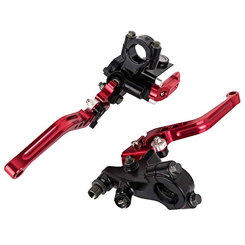 22mm Motorcycle Brake Pump Handles Hydraulic Cylinder Master Reservoir Lever Kit For Honda For Yamaha Scooter Sport Bike (Red) - Thumbnail 2