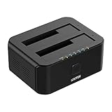 Unitek USB 3.0 to SATA I/II/III Dual Bay External Hard Drive Docking Station for 2.5/3.5-Inch HDD SSD, Hard Drive Duplicator, Offline Clone Function, Support UASP and 10TB - Black