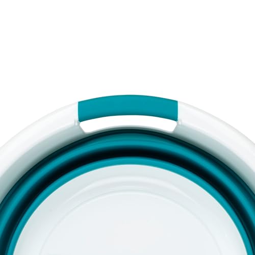 Beldray LA034816TQ Foldable Oval Basket - with Durable Plastic Handles, 37L Capacity, Turquoise, Lightweight, Space Saving Solution, Laundry Basket, Foldable Laundry Basin