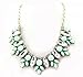 fit&wit Silver Tone Chain Zircon Bib Statement Fashion Necklace for Women Turquoise