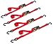 Highland (9210500) 10' Red Ratchet Tie Down with Hooks - 4 pack