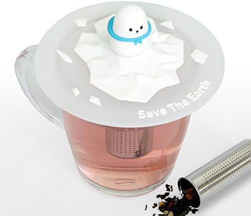 MIKEEP Cup Cover Brew In Cup Tea Infuser Cute Animal Design Platinum Silicon White Bumi