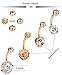 JOERICA 4PCS Stainless Steel Belly Button Rings Navel Body Jewelry Belly Piercing CZ Inlaid Rose-gold