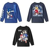 Sonic The Hedgehog Life in The Fast Lane Character Art Boy’s 3-Pack Crew Neck Long Sleeve Shirts