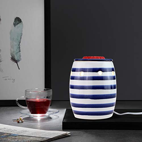 StarMoon Fragrance Wax Melt Warmer, Home Fragrance Diffuser, Home Décor, No Flame, Removable Dish, with One More Bulb (Blue&White) - Thumbnail 5