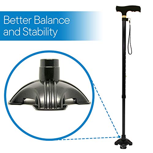 RMS Cane Tip Self Standing Quad Base Replacement for Most Walking