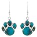 Dog Paw Turquoise Earrings in Sterling Silver & Genuine Turquoise (Teal/Matrix TQ)