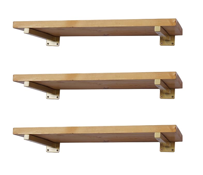 EZYDECOR 6 Pcs Heavy Duty Shelf Brackets 13 Inch Gold Brackets for Shelves Wall Mounted Industrial Metal Shelving Supports with Screws (332mm/13 Inch)