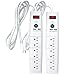 Office + Style 6 Outlet Surge Protector with Dual USB Ports and 6 Ft Cord, White, 2 Pack