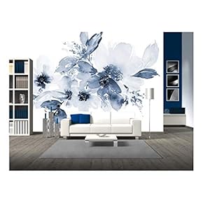 Flowers Watercolor Illustration. Manual Composition - Removable Wall Mural | Self-Adhesive Large Wallpaper - 66x96 inches