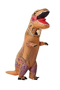 caringgarden Unisex Jurassic T-Rex Inflatable Costume Dinosaur Fancy Dress Brown Children Size