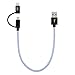 CableCreation 0.8 Feet 2-in-1 Short Lightning and Micro USB to USB Data Sync Charging Cable, [MFi Certified] Compatible with iPhone 11/ X/ 8/8 Plus/ 7/6, iPad, Samsung, LG, HTC, Blue&White 0.25M