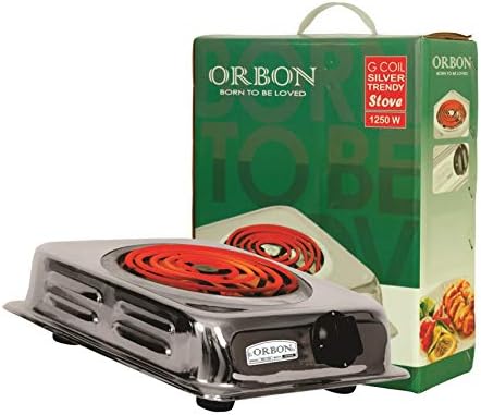 ORBON® 1250 Watts Rectangular G-Coil Electric Heater With Rotary Switch (Silver Chrome)