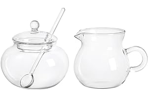 Mozacona Glass Sugar and Creamer Set, Tea or Coffee Serving Set, Cream Pitcher with Sugar Bowl
