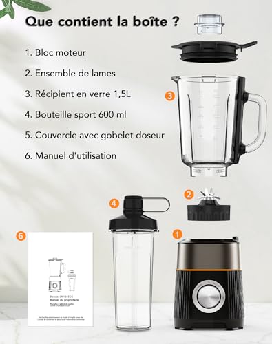 Blender Blender with 2 Portable Tritan Cups Can Crush Ice Cream for Juice, Smoothies, Milkshakes