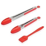 Yuntong Heavy Duty Stainless Steel And Silicone Kitchen Tongs (Pack Of 2 : 1*9