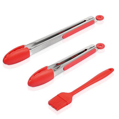 Yuntong Heavy Duty Stainless Steel And Silicone Kitchen Tongs (Pack Of 2 : 1*9